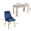 Grey Rectangular Dining Table with 4x Blue Velvet Chairs
