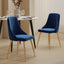 Natural Rectangular Dining Table with 4x Blue Velvet Chairs
