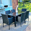 Outdoor Minimalist Black Wicker 6-Seater Dining Set