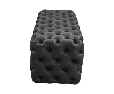 Black Leathaire Ottoman-Rectangular