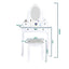 Carved Dressing Vanity Table Set with Mirror&Stool- White