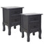 French Bedside Table Nightstand Grey Set of 2