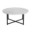 White Marble Effect Round Coffee Table with Black Legs