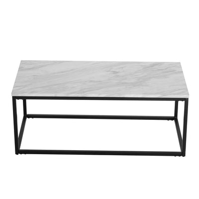 Industrial Style Marble Effect Rectangular Coffee Table