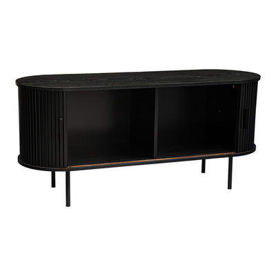 Ribbed Black Sideboard with Sliding Doors