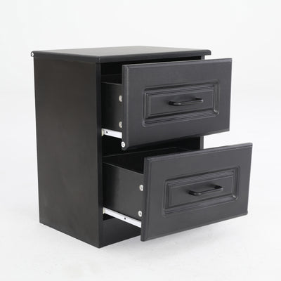 Bedside Table Side Storage Cabinet Nightstand Bedroom 2 Drawer KEVA BLACK