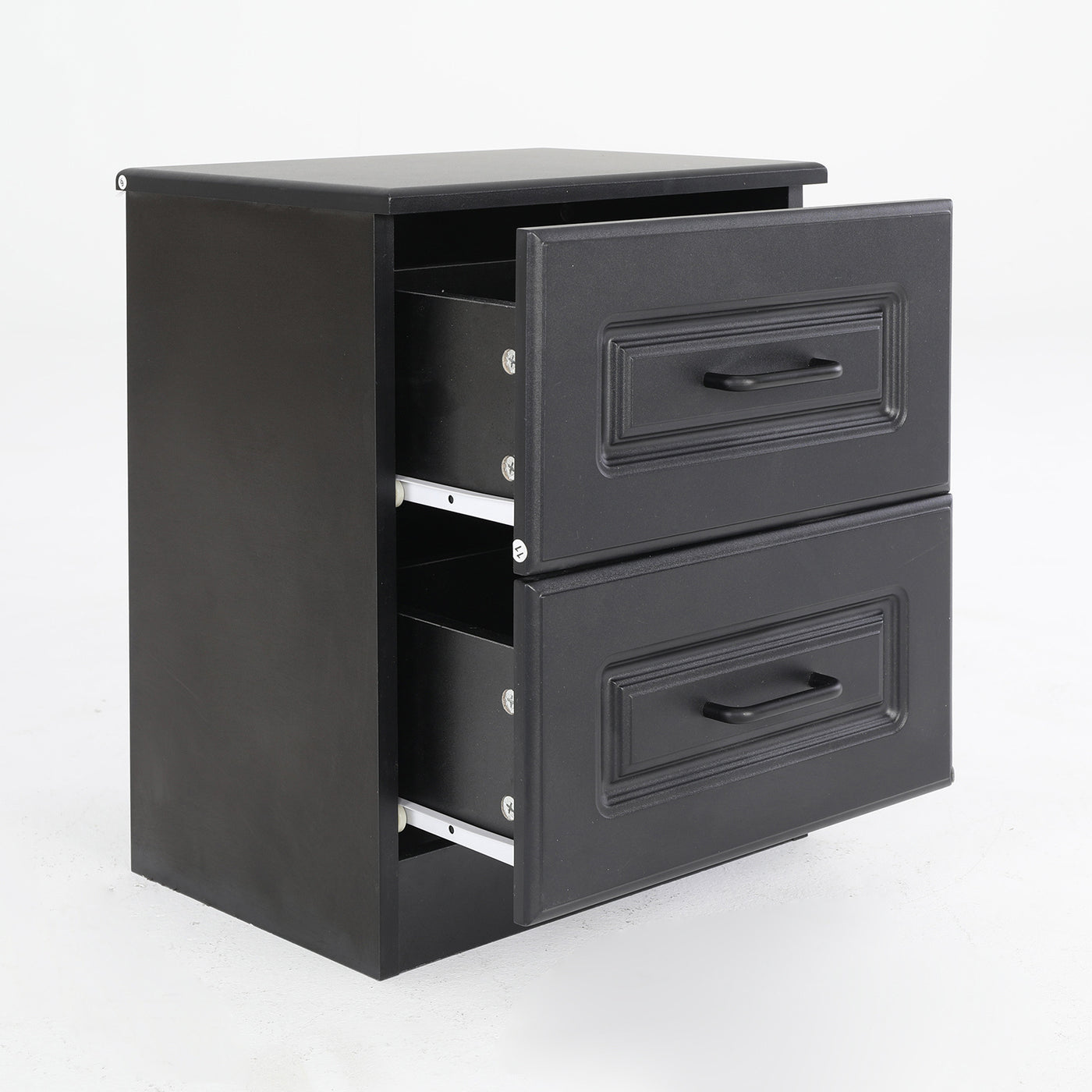 Bedside Table Side Storage Cabinet Nightstand Bedroom 2 Drawer KEVA BLACK