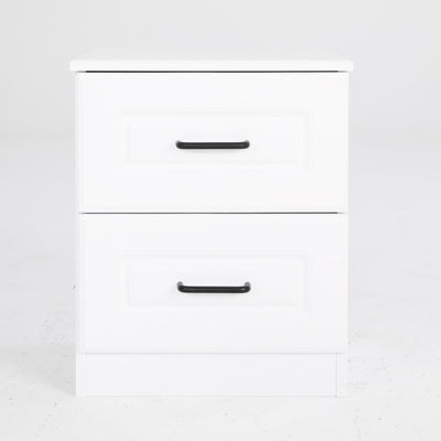 Bedside Table Side Storage Cabinet Nightstand Bedroom 2 Drawer KEVA WHITE