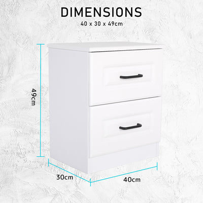 Bedside Table Side Storage Cabinet Nightstand Bedroom 2 Drawer KEVA WHITE