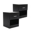 2X Bedside Table Side Storage Cabinet Nightstand Bedroom 1 Drawer 1 Shelf ELLA - BLACK