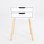 2X Bedside Table 2 Drawer Wood Leg Storage Cabinet Nightstand SUZY WHITE