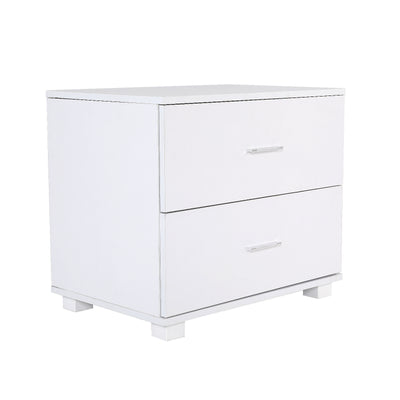 Bedside Table Side Storage Cabinet Nightstand Bedroom 2 Drawer Legs ETTA WHITE