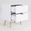 2X Bedside Table 2 Drawer Wood Leg Storage Cabinet Nightstand KIYO WHITE