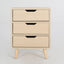 Bedside Table 3 Drawer Wood Leg Storage Cabinet Nightstand LACY OAK