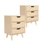 2X Bedside Table Side Storage Cabinet Nightstand Bedroom 3 Drawer LACY OAK