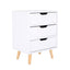 Bedside Table 3 Drawer Wood Leg Storage Cabinet Nightstand LACY WHITE