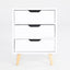 Bedside Table 3 Drawer Wood Leg Storage Cabinet Nightstand LACY WHITE