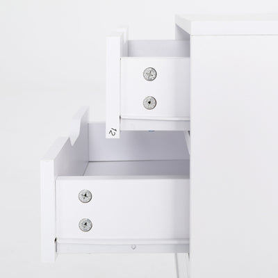 Bedside Table 3 Drawer Wood Leg Storage Cabinet Nightstand LACY WHITE