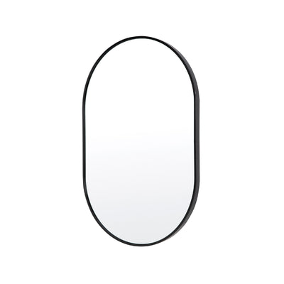 Wall Mirror Oval Aluminum Frame Bathroom 50x75cm BLACK