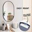 Wall Mirror Oval Aluminum Frame Bathroom 50x75cm BLACK