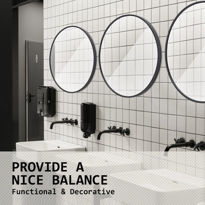 Wall Mirror Round Aluminum Frame Bathroom 70cm BLACK