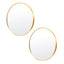 2 Set Wall Mirror Round Aluminum Frame Bathroom 60cm GOLD