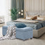 Storage Ottoman Stool 102cm Fabric LIGHT GREY BLUE