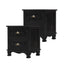 2X Bedside Table 2 Drawer Vintage Side Table Storage Cabinet Bedroom LYDIA BLACK