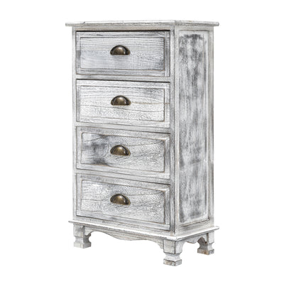 Bedside Table 4 Drawer Vintage Side Table Storage Cabinet Bedroom ADELINE GREY