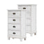 2X Bedside Table 4 Drawer Vintage Side Table Storage Cabinet Bedroom ADELINE WHITE