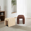 2X Ridge Arch Ottoman Stool Teddy Fleece Fabric Foot Rest 45cm BROWN