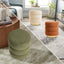 Round Stacked Ottoman Stool Teddy Fleece Fabric Foot Rest 38cm GREEN