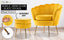 La Bella Shell Scallop Yellow Armchair Accent Chair Velvet + Round Ottoman Footstool