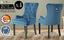 4X French Provincial Dining Chair Ring Studded Velvet Rubberwood Leg LISSE NAVY BLUE