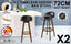 2X Wooden Bar Stool Dining Chair Leather LEILA 72cm BLACK BROWN