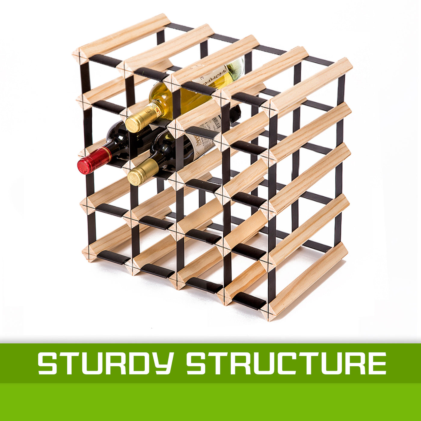 Timber Wine Rack Storage Cellar Organiser 20 Bottle