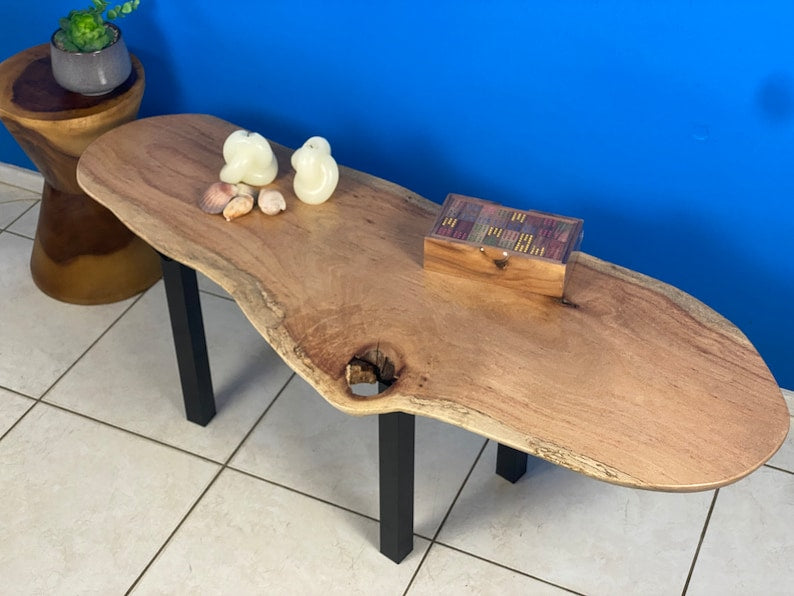 Coffee side table Silky Oak handmade with legs