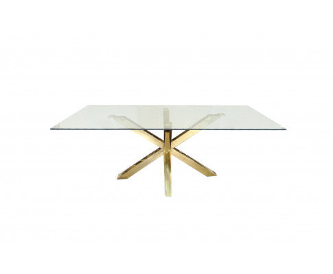 Miles Gold With Clear Glass Dining Table - 90cm x 180cm