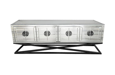 Athens Mirrored TV Unit Table- Black Legs