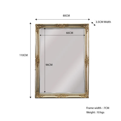 French Provincial Ornate Mirror - Champagne - Small 80cm x 110cm