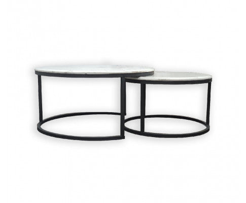 Nesting Style Coffee Table - White on Black - 80cm/60cm