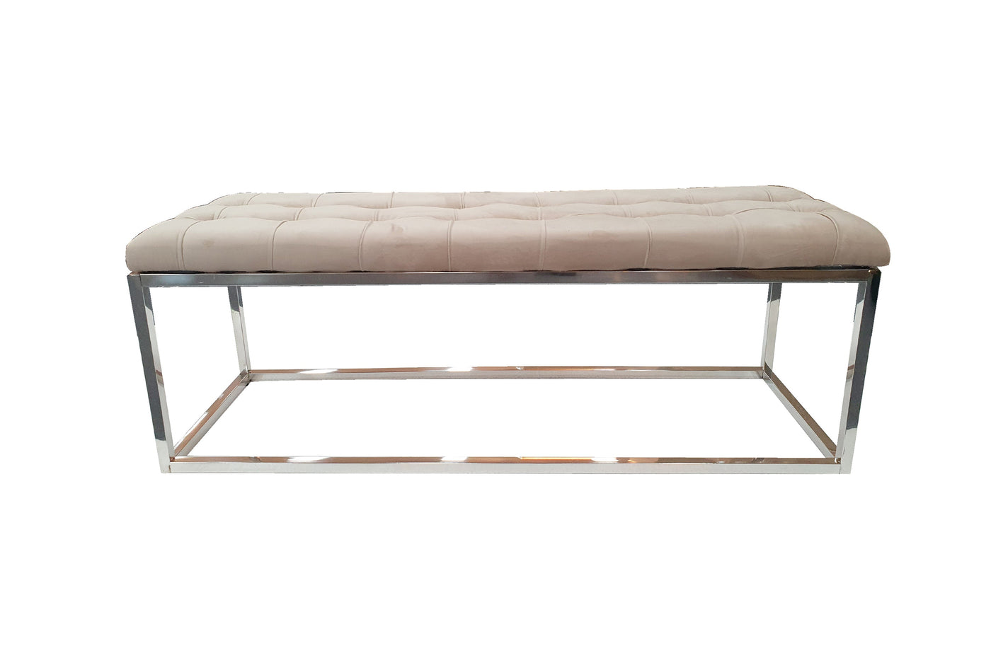 Holly Ottoman Silver Base - Beige Seat