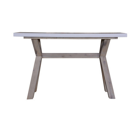 Stony 130cm Hall Entrance Console Table with Concrete Top - White