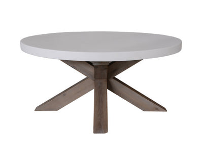 Stony 85cm Round Coffee Table with Concrete Top - White