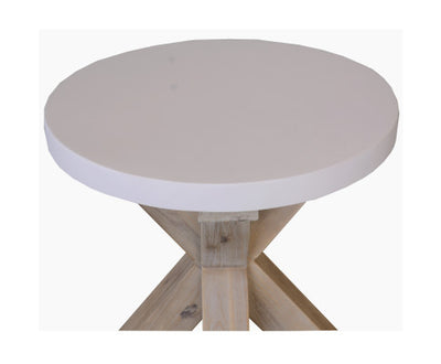 Stony 50cm Round Lamp Table with Concrete Top - White