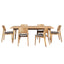 Emilio 7pc 180cm Dining Table Set Fabric Chair Solid Ash Wood Oak