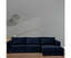 Kennedi 2 Seater Velvet Fabric Corner Sofa Lounge RHF Chaise - Navy