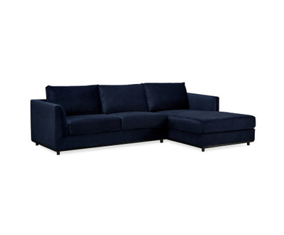 Kennedi 2 Seater Velvet Fabric Corner Sofa Lounge RHF Chaise - Navy