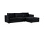 Kennedi 2 Seater Velvet Fabric Corner Sofa Lounge RHF Chaise - Black