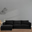 Kennedi 2 Seater Velvet Fabric Corner Sofa Lounge LHF Chaise - Black